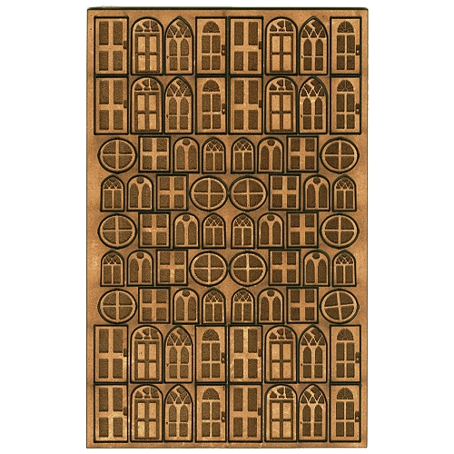 Sheet of Tiny MDF Windows and Doors Wood Shapes